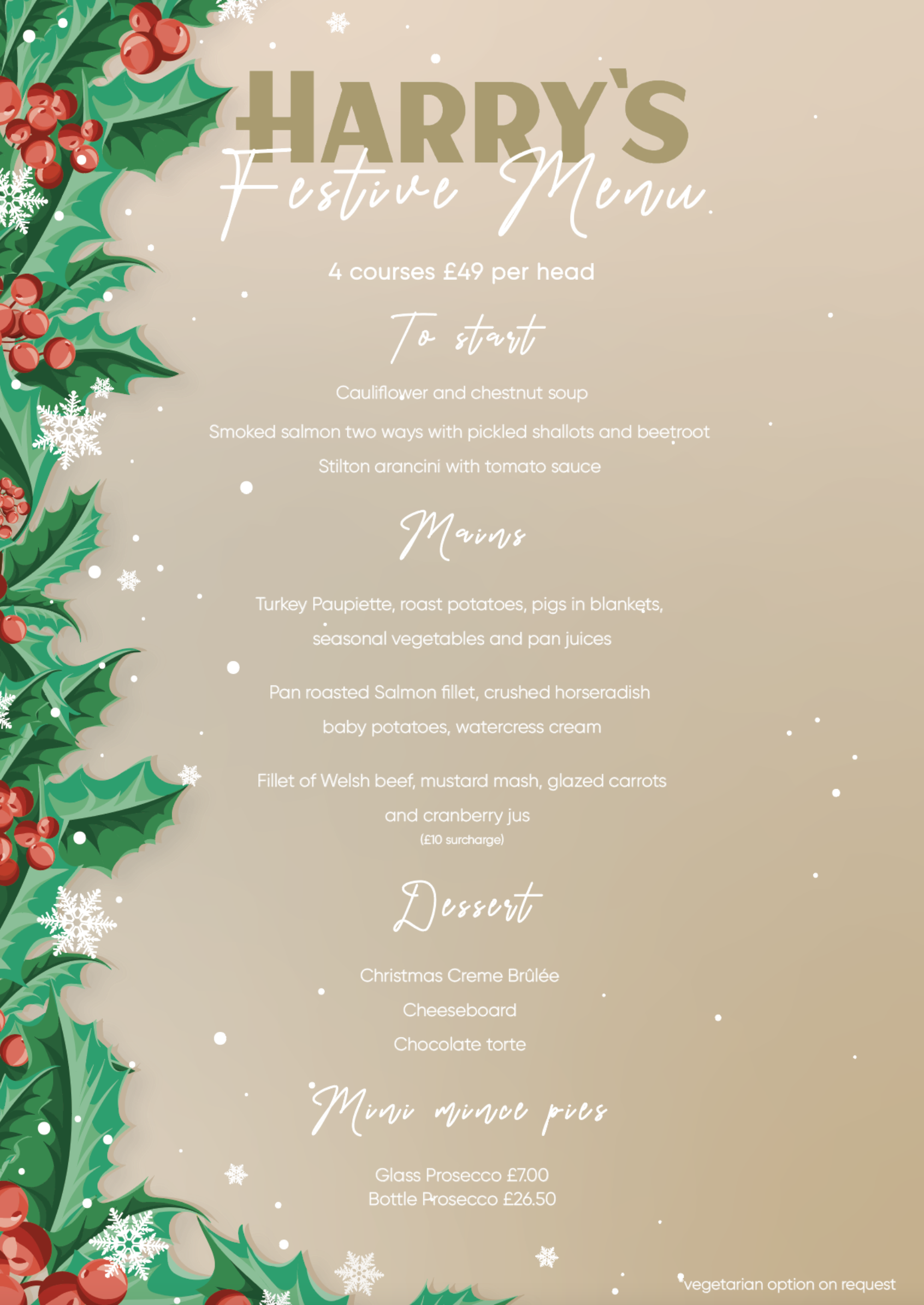 CHRISTMAS MENU Harry's Bar Cowbridge